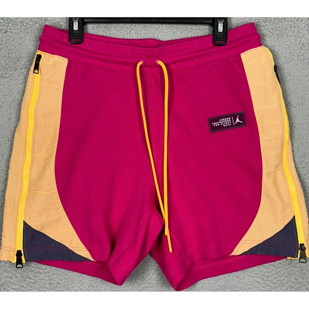 Nike Jordan 23 Engineered Fleece Shorts Mens Medium Pink Orange Athletic Stretch